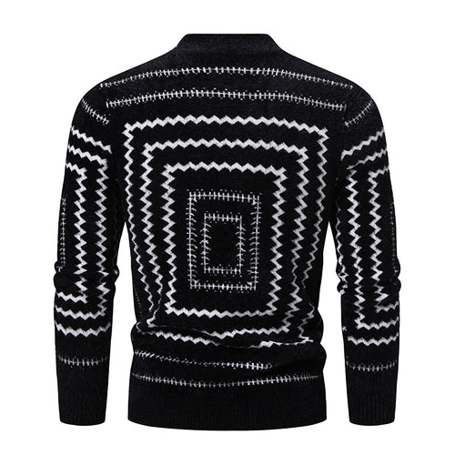 Damen Strickpullover mit geometrischem Muster und hohem Kragen EB