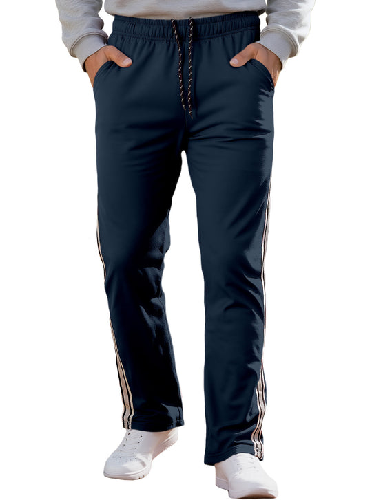 Herren nan Retro-Trackhose mit schmal zulaufendem Bein elastischem Bund Tunnelzug und seitlichen Streifen EB