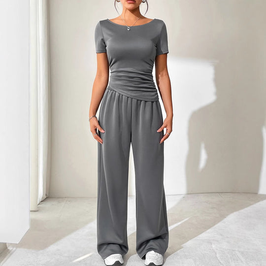 Damen Jumpsuit mit asymmetrischem Schnitt und weit geschnittenem Bein EB