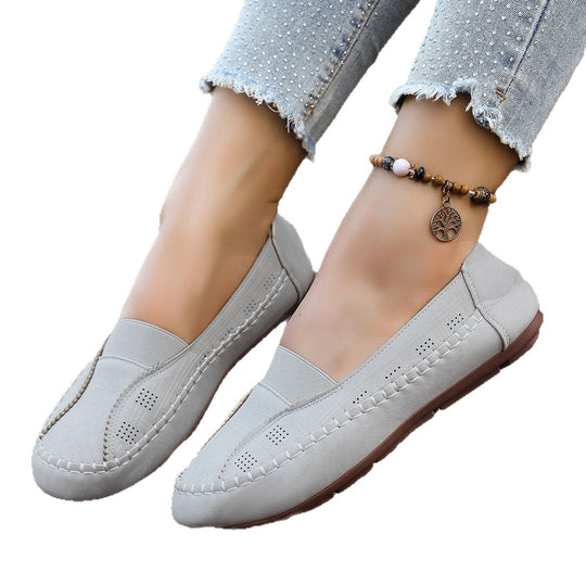 Damen Mokassins mit atmungsaktivem Obermaterial und handgenähtem Design EB
