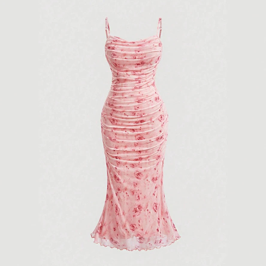 Damen Wickelkleid mit Rüschendetails und floraler Struktur EB
