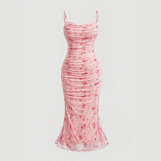 Damen Wickelkleid mit Rüschendetails und floraler Struktur EB