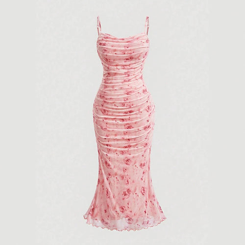 Damen Wickelkleid mit Rüschendetails und floraler Struktur EB