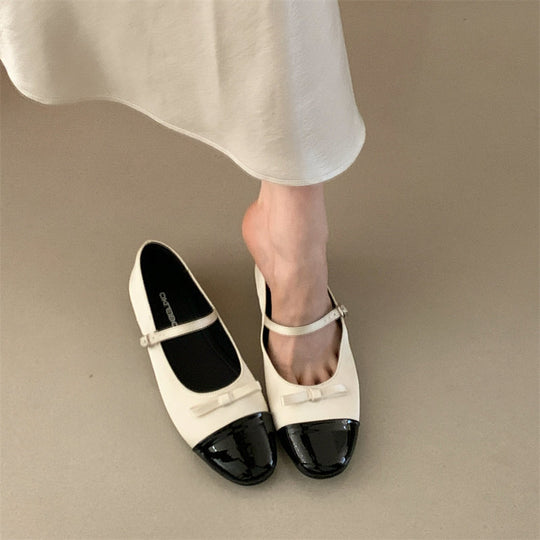 Damen Elegante Ballerinas mit dekorativer Schleifenverzierung und hochwertiger Lederoberfläche EB