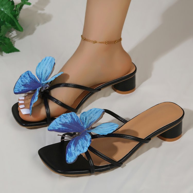Damen Sandalen mit glamourem Schmetterlingsdesign EB