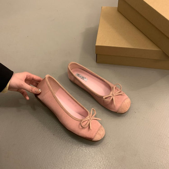 Damen bequeme Ballerinas mit dekorativem Schleifenakzent und elastischem Fußbett EB