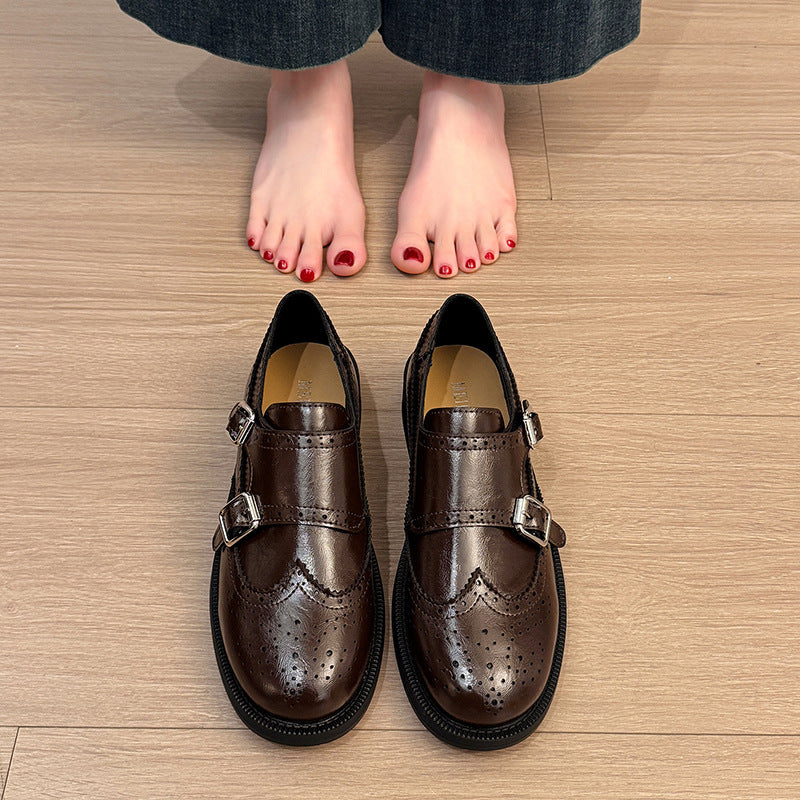 Damen verspielte Schnürschuhe mit doppeltem Riemen und ausgefallenem Design EB