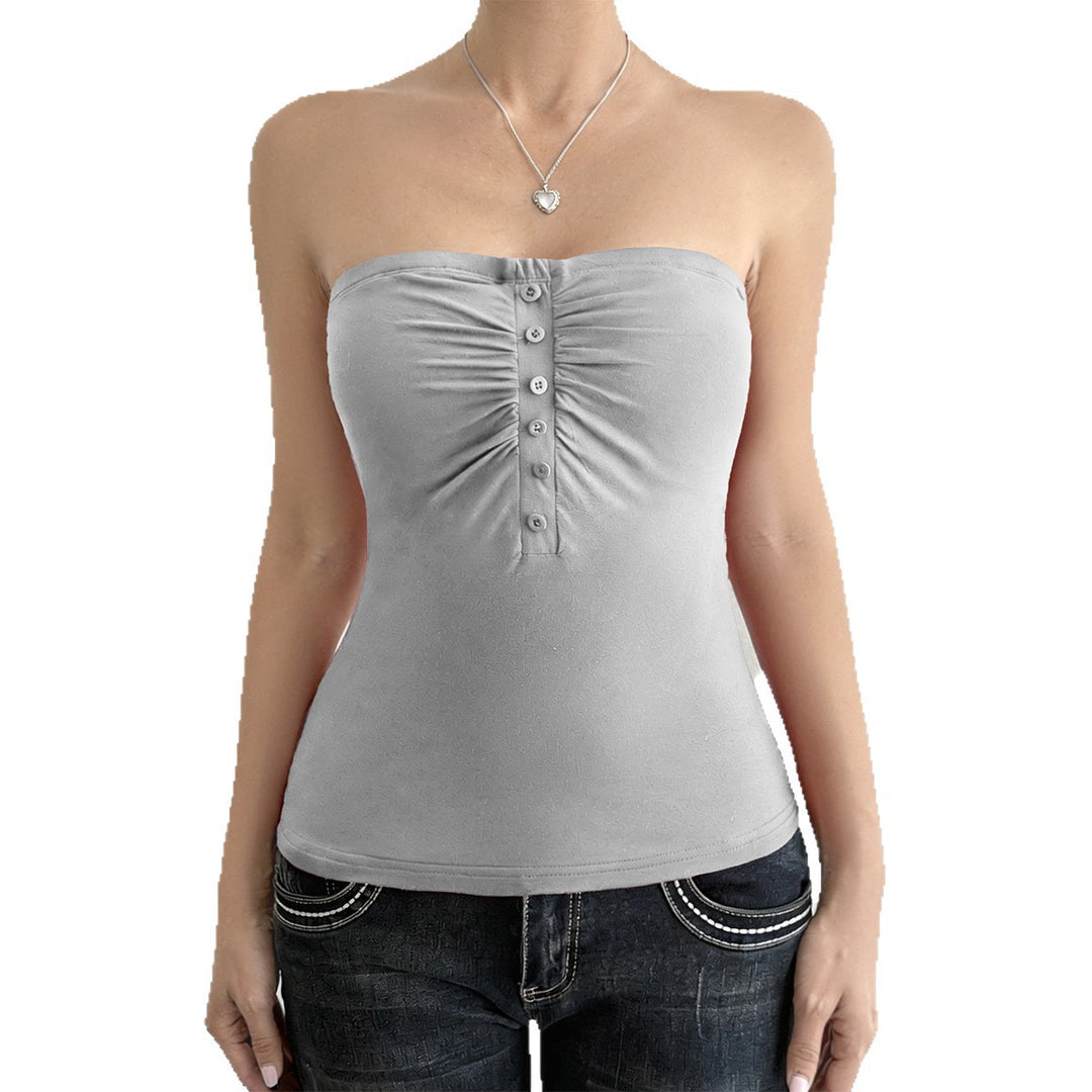 Damen Trägershirt mit Rüschendetails und Knopfverschluss EB