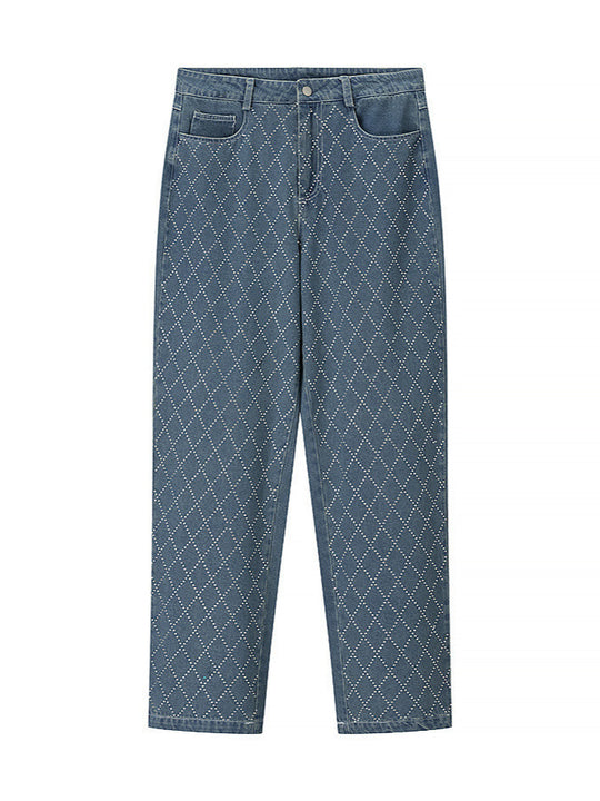 Damen High-Waist Jeans im modernen Karomuster EB