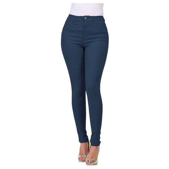 Damen Hoch geschnittene Skinny Jeans mit elastischem Stretch EB