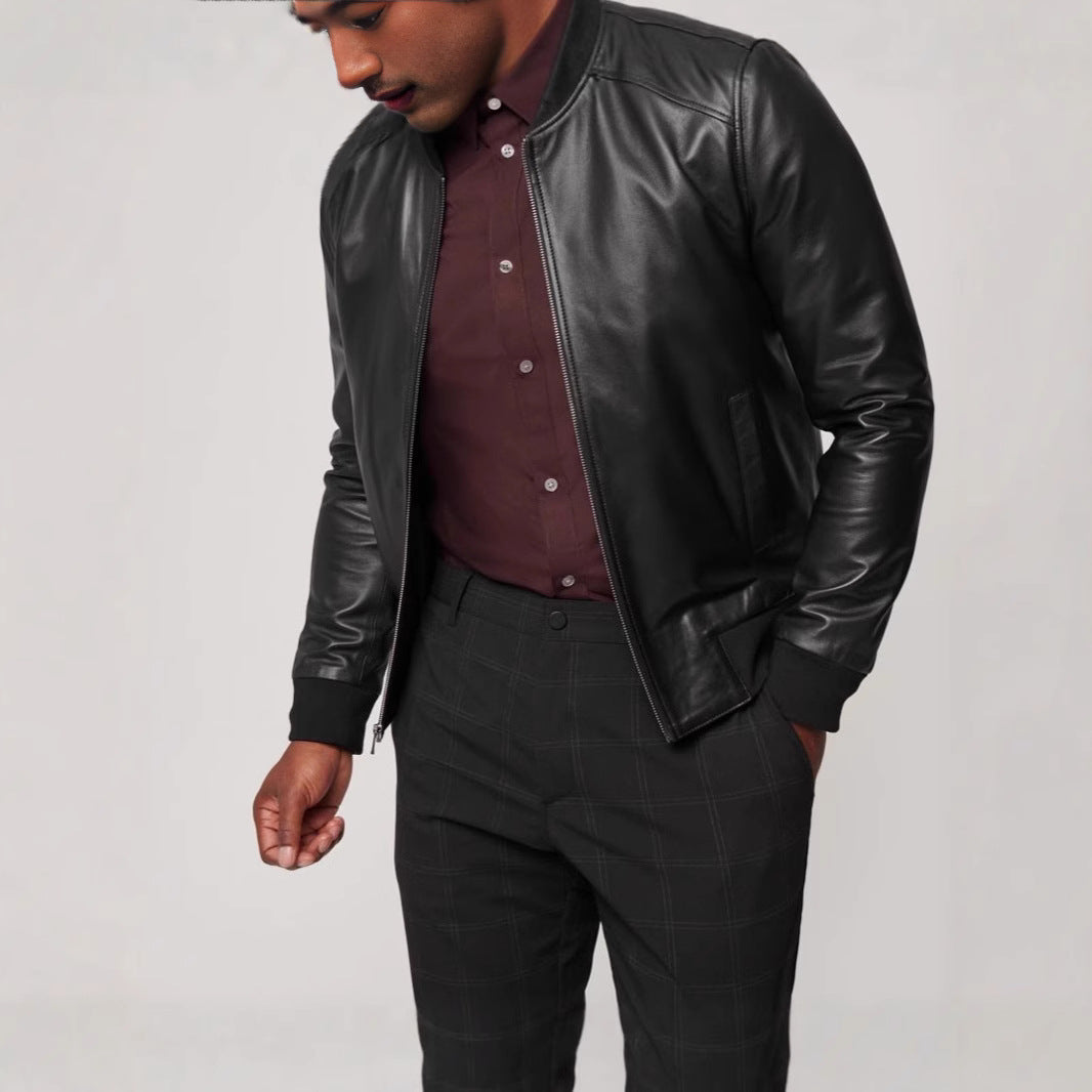 Herren klassische jacke im Biker-Stil mit elastischem Bund EB