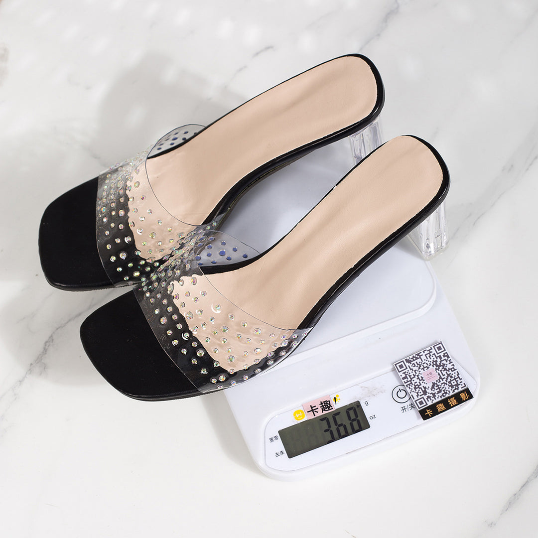 Damen Glamouröse Clutch-Sandalen mit funkelnden Strassdetails EB