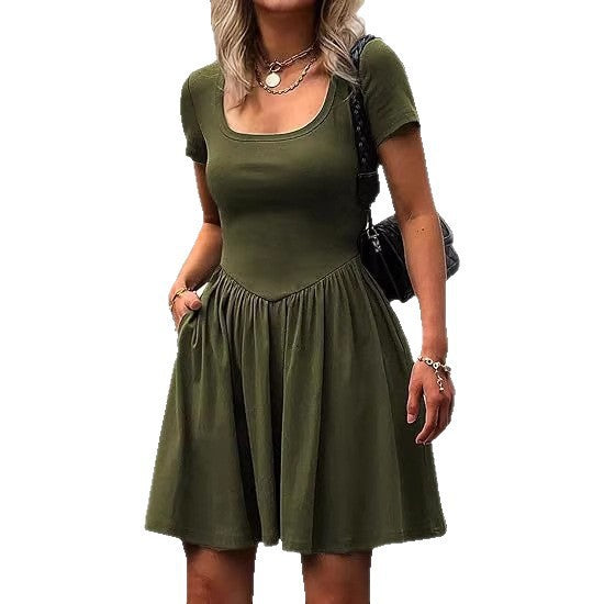 Damen Kurzarm Kleid EB