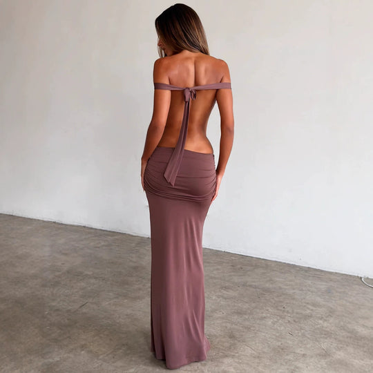 Damen Langes, figurbetontes Maxikleid mit gerafftem Oberteil EB