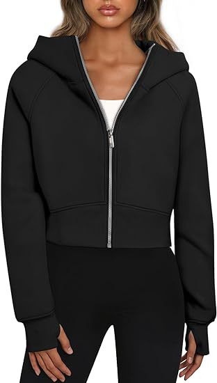 Damen cropped Kapuzenjacke mit durchgehendem Reißverschluss EB