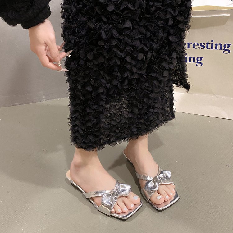 Damen elegante Mules mit modischem Schleifenakzent EB