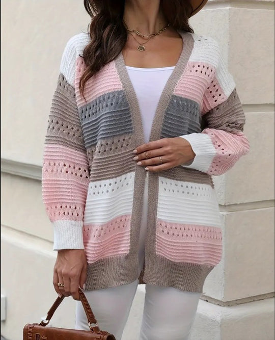 Damen modische Strickjacke mit einzigartigem Muster und lässigem Schnitt EB