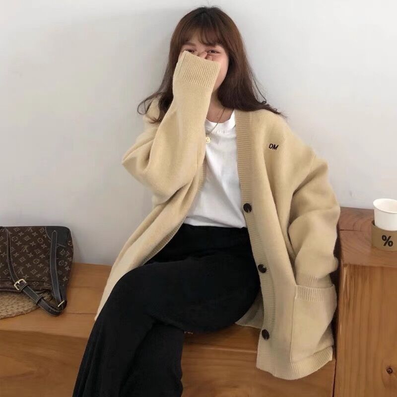 Damen Grob gestrickter Cardigan mit lässigem Schnitt und großen Taschen EB