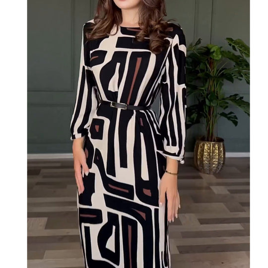 Damen Lange Tunika mit modernem geometrischen Muster EB