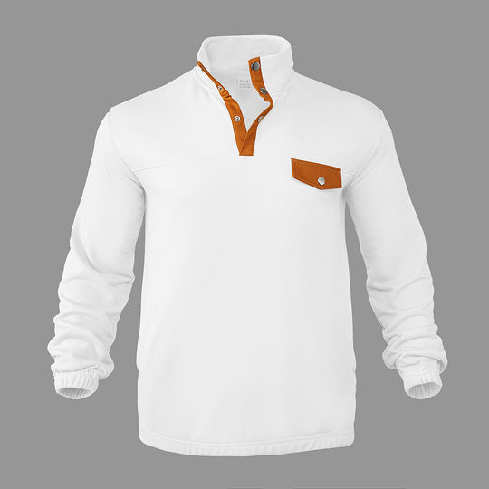 Herren Modischer Pullover mit halbem Reißverschluss und praktischer Brusttasche EB