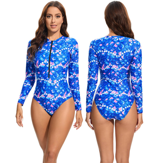 Damen Sportlicher Langarm-Badeanzug mit UV-Schutz EB