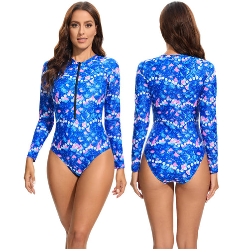 Damen Sportlicher Langarm-Badeanzug mit UV-Schutz EB