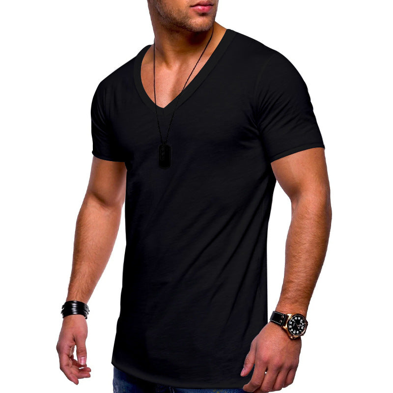 Herren nan V-Ausschnitt T‑Shirt aus feinem Jersey mit schmaler Silhouette und flachen Nähten EB