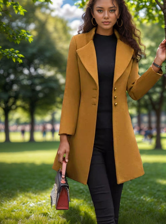 Damen eleganter und taillierter Trenchcoat mit strukturiertem Gewebe EB