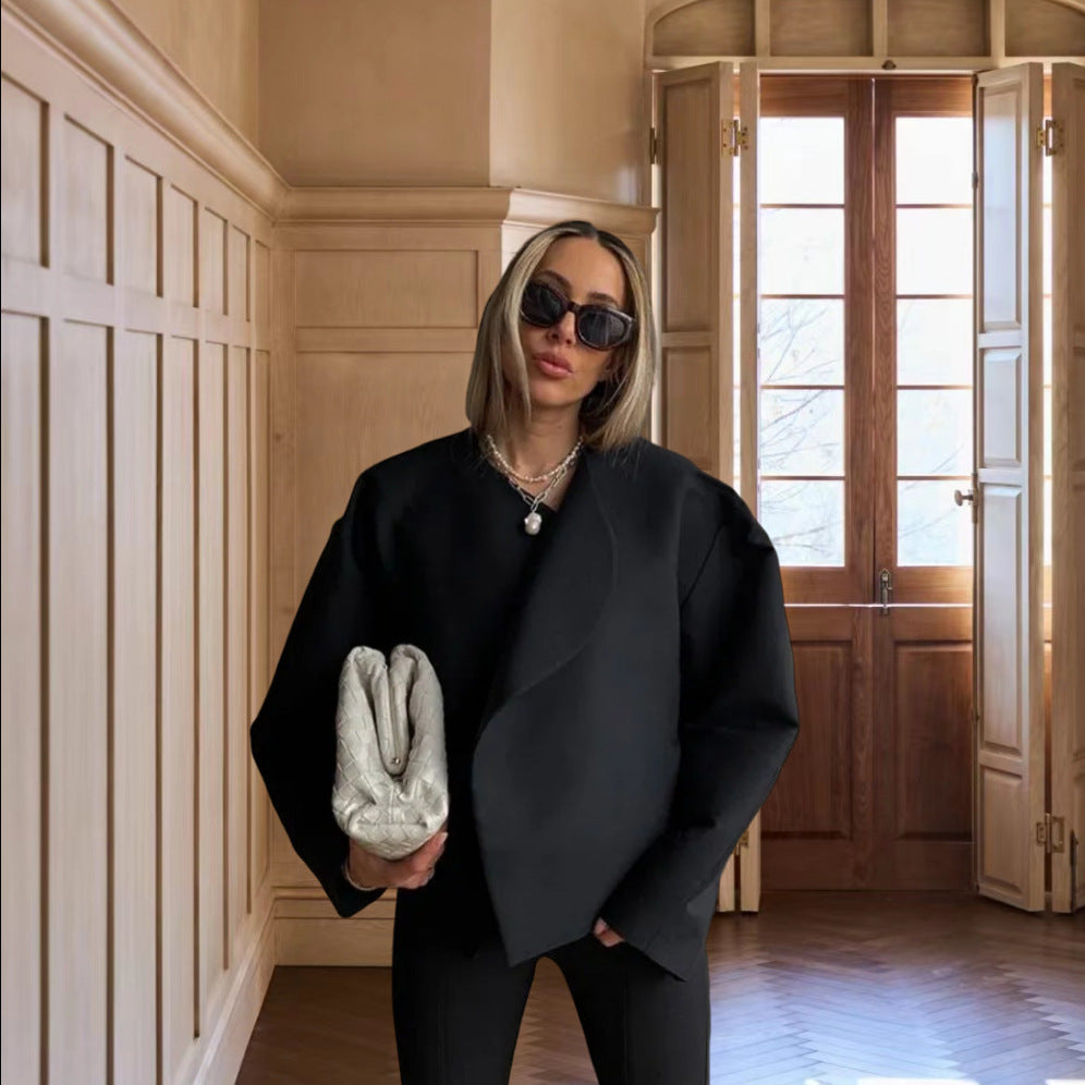 Damen Oversized Blazer mit asymmetrischem Design und eleganter Drapierung EB