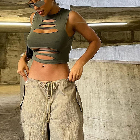 Damen Cut-Out Crop-Top EB