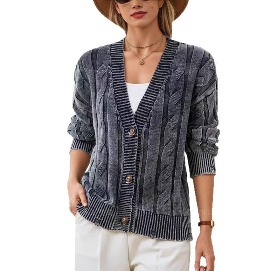 Damen offene Strickjacke mit Zopfmuster und zeitlosem Design EB