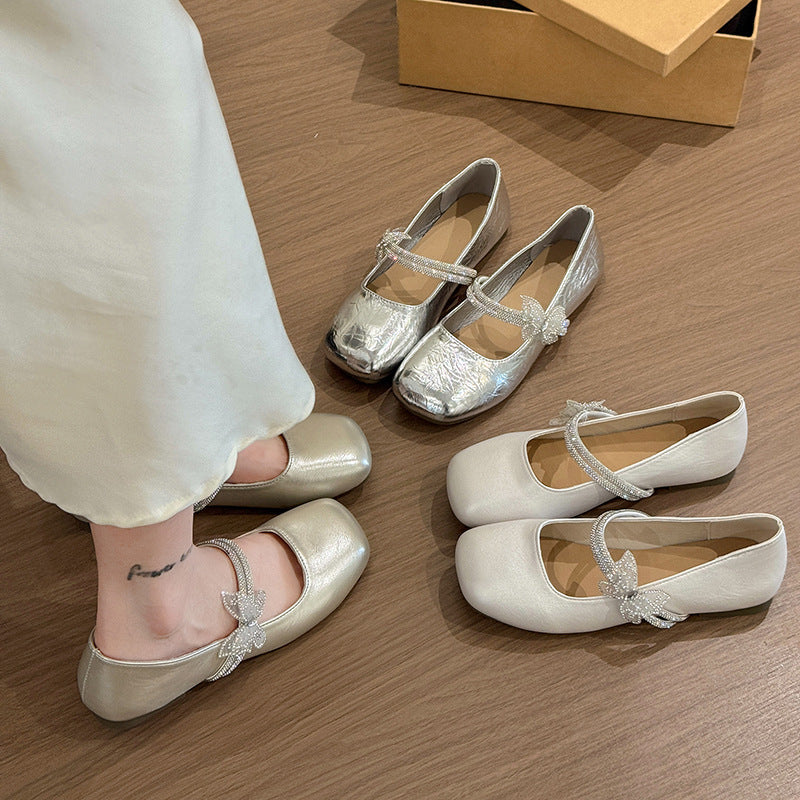 Damen elegante Ballerinas mit dekorativem Schleifen-Detail und rutschfester Sohle EB