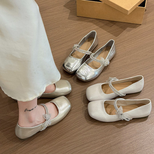Damen elegante Ballerinas mit dekorativem Schleifen-Detail und rutschfester Sohle EB