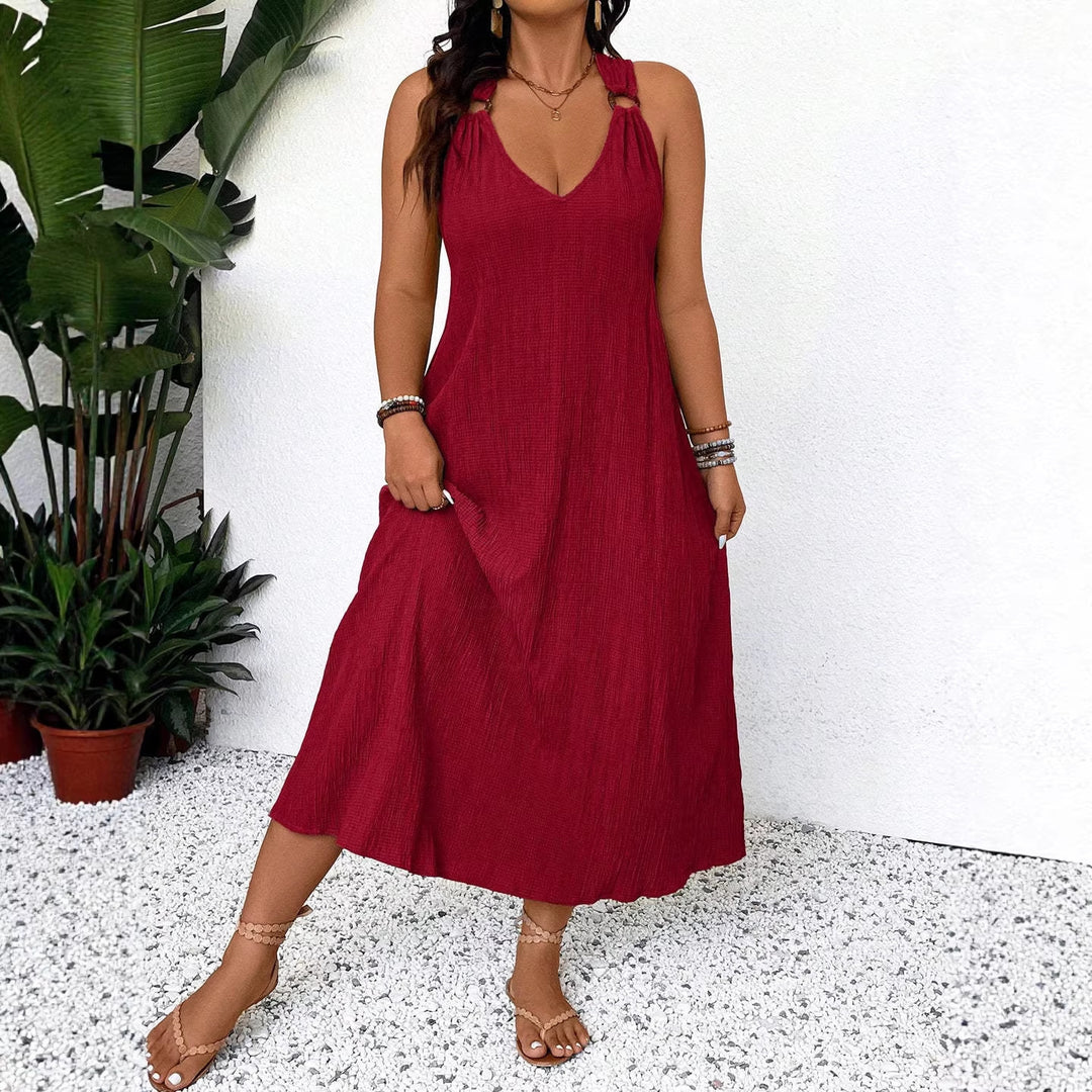 Damen Maxikleid mit schickem V-Ausschnitt und lässigen Trägern EB