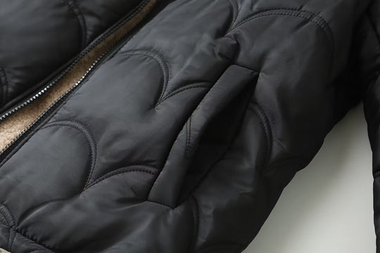 Damen Gesteppte Kapuzenjacke mit kuscheligem Teddyfutter und seitlichen Eingrifftaschen EB