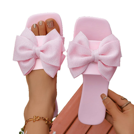 Damen Slide-Sandalen mit dekorativen Schleifen-Applikationen EB