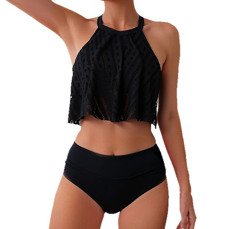 Damen Bikini-Set mit lässigem Crop-Top und hochtaillierten Höschen EB