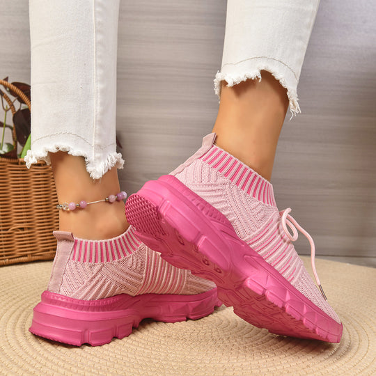 Damen trendige Slip-On Sneakers mit atmungsaktivem Strickdesign EB