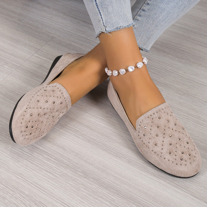 Flache Schuhe, verziert mit Strasssteinen EB
