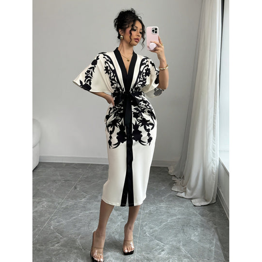 Damen Kimono-Style Kaftan-Kleid EB