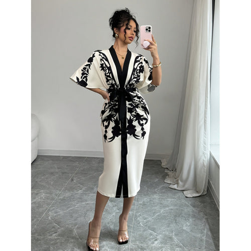 Damen Kimono-Style Kaftan-Kleid EB