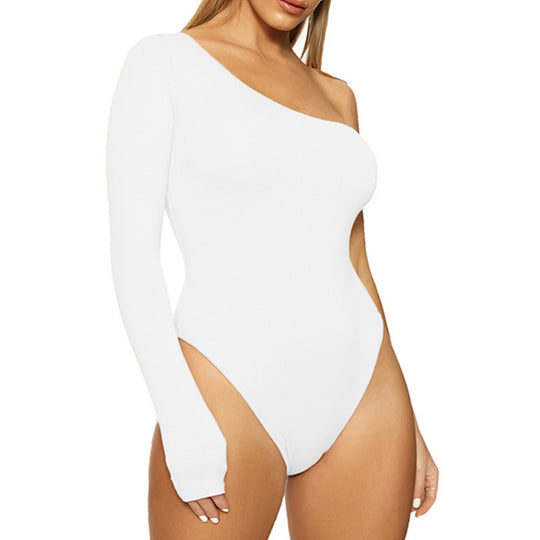 Damen Einseitig geschnittenes Body mit langem Arm EB