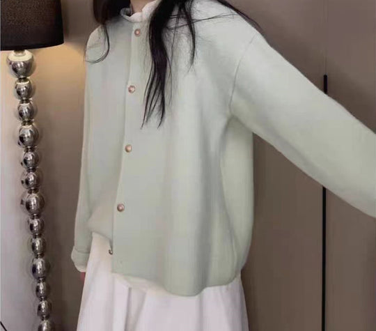Damen Grobstrickjacke mit eleganter Knopfleiste und lässigem Schnitt EB