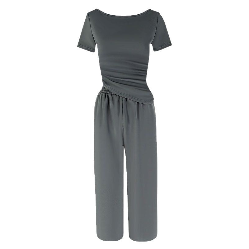 Damen Jumpsuit mit asymmetrischem Schnitt und weit geschnittenem Bein EB