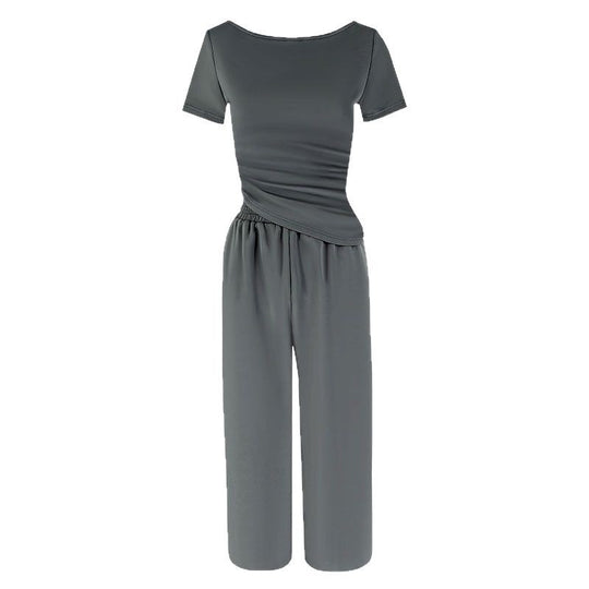 Damen Jumpsuit mit asymmetrischem Schnitt und weit geschnittenem Bein EB