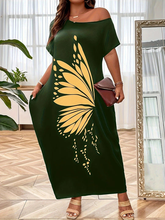 Damen Maxikleid mit elegantem Schmetterlingsmotiv EB