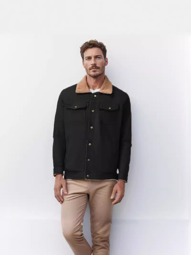 Herren robuste Canvasjacke mit Teddy-Kragen EB