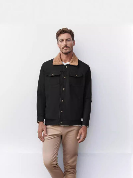 Herren robuste Canvasjacke mit Teddy-Kragen EB
