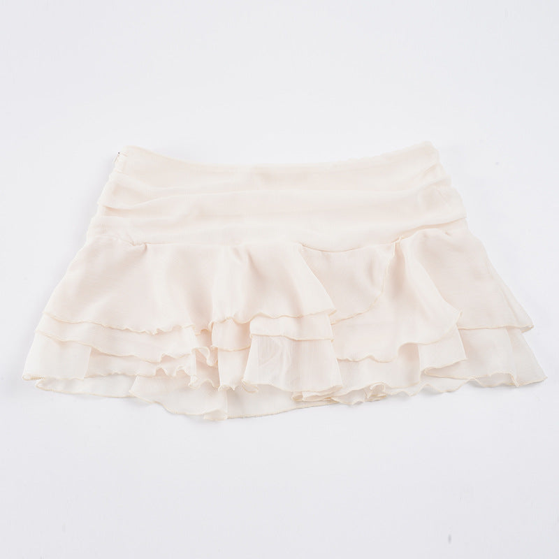 Damen Fließender Rüschenrock aus Chiffon EB