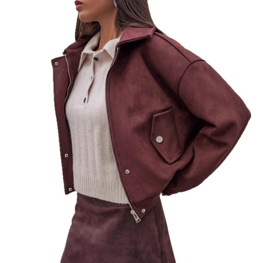 Damen Kunstlederjacke mit modernem Schnitt und praktischen Taschen EB